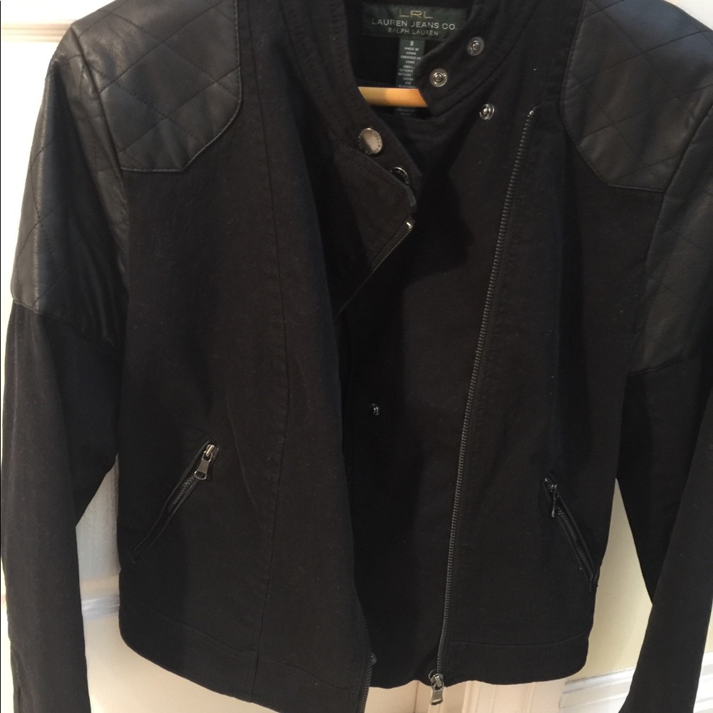 Ralph Lauren black denim bomber jacket.